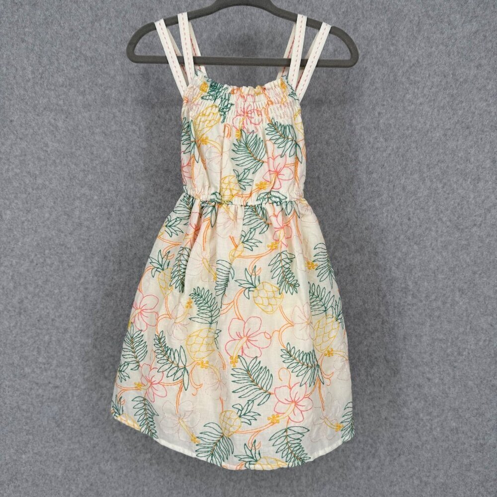 Tommy Bahama Embroidered Summer Dress Size 24M Cream Pink Green Floral NEW